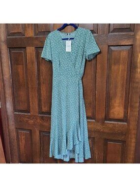 PrettyGarden Floral Green Wrap Dress